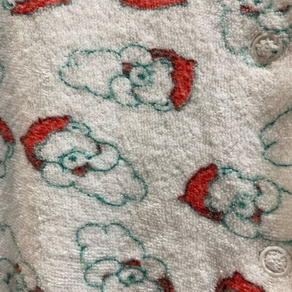 Vintage newborn Christmas holiday print two piece footsie pajamas with hat - Picture 5 of 6